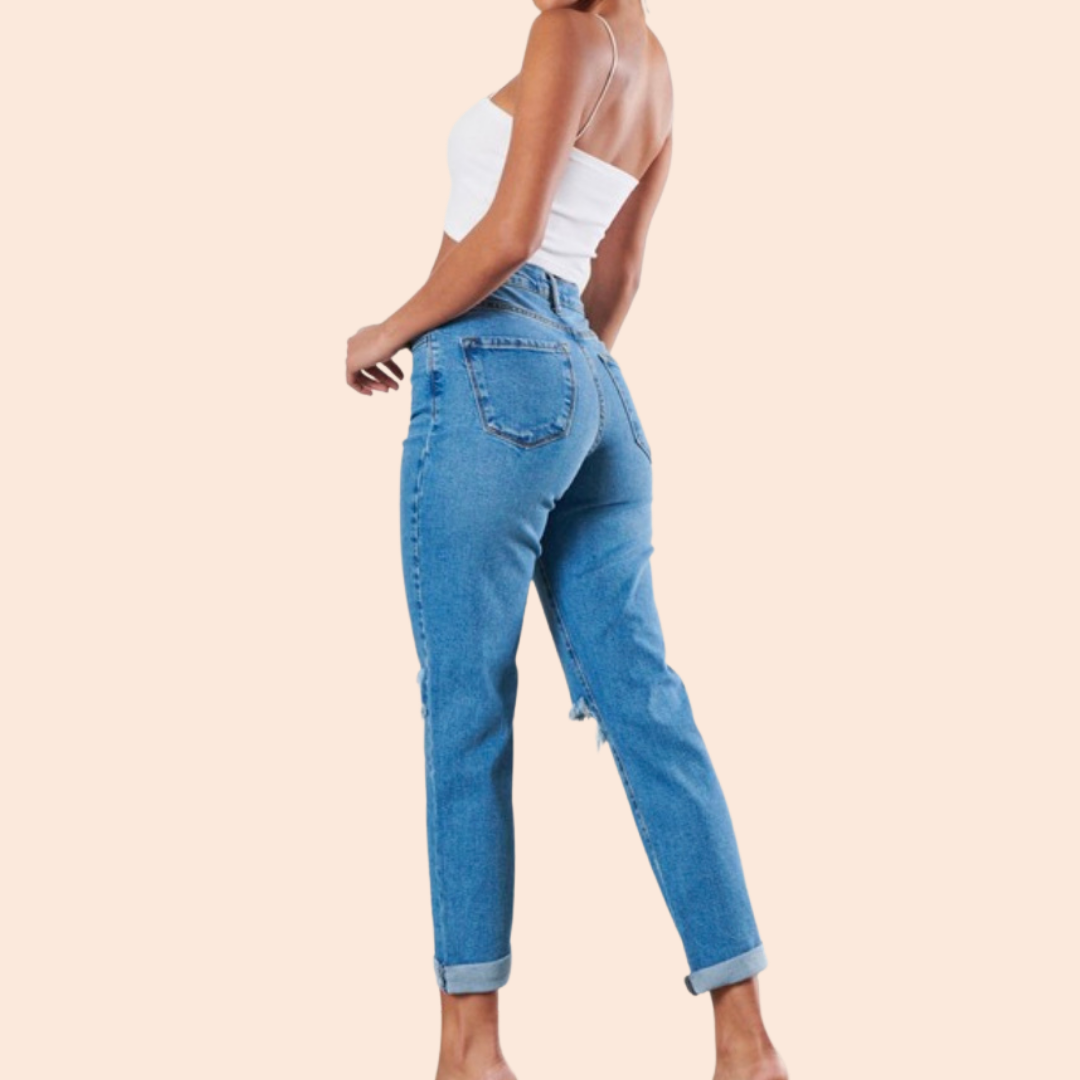 Medium Stone Double Rip Jeans